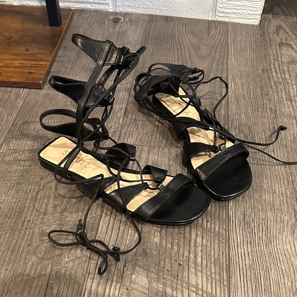 Schultz Black Lace-Up Sandals
